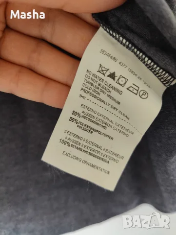 Сива блуза Trussardi Jeans с копринена яка (Размер L) – Оригинал, снимка 6 - Корсети, бюстиета, топове - 56175825