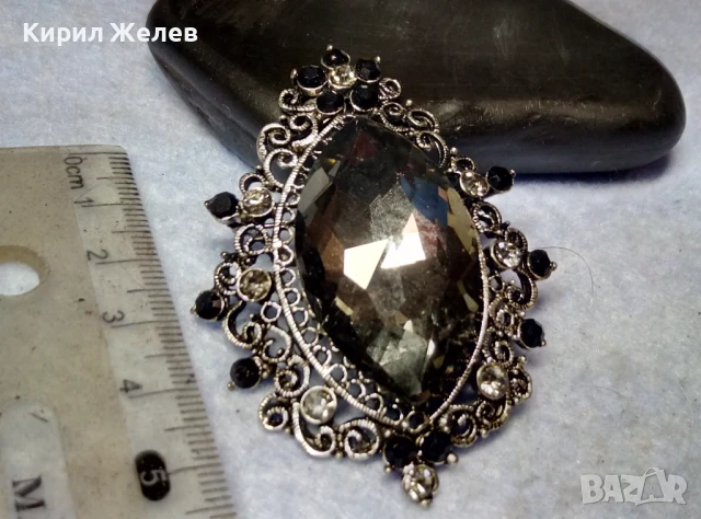 ЕФЕКТНА КРИСТАЛНА ФИЛИГРАНЕН СТИЛ СРЕБРИСТА РЕТРО АРТ БРОШКА 41602, снимка 7 - Други - 51280223