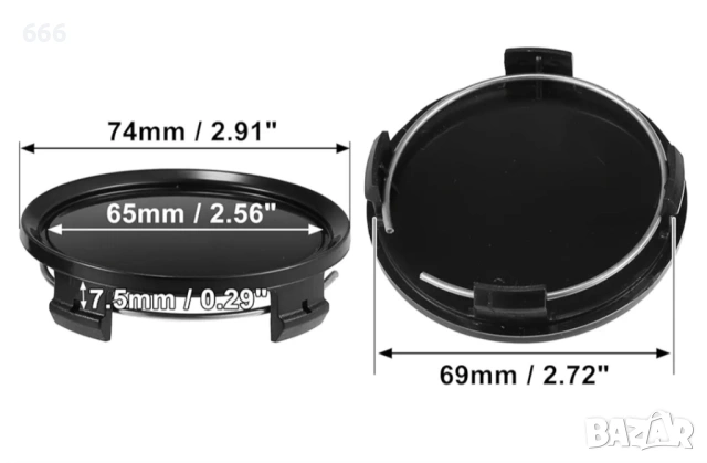 4 бр. Универсални капачки за джанти с диаметър 74 мм, 4 щипки, снимка 5 - Аксесоари и консумативи - 53904960