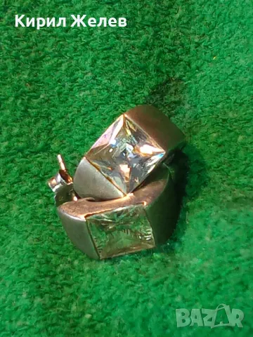 СТАРИ СРЕБЪРНИ ОБЕЦИ СРЕБРО 925 с ФАСЕТИРАН ЛАБОРАТОРЕН МОЙСАНИТ 1-та с НУЖДА от ЗАКОПЧАЛКА 49734, снимка 16 - Обеци - 48987305