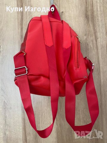 Дамска Раница Червена Лъскава Блестяща Чанта Philipp Plein Реплика, снимка 4 - Раници - 31769124