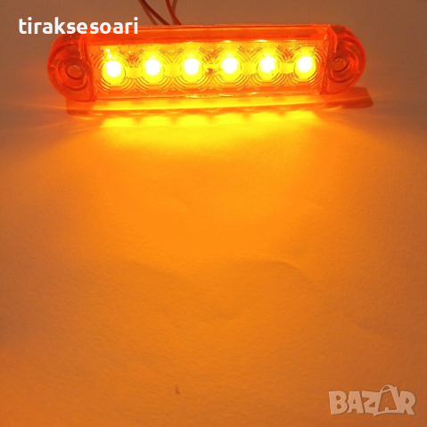 10 БРОЯ LED Жълт Габарит с 6 диода за камион ремарке платформа 12V-24V, снимка 3 - Аксесоари и консумативи - 44790427