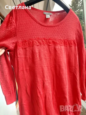 Фин пуловер/ блуза на H&M, червен, L размер 
