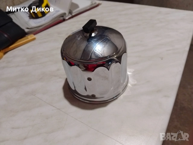 Захарница молокница метална СССР от соца с дръжки гравирана и втора МНЦ, снимка 11 - Антикварни и старинни предмети - 53499097