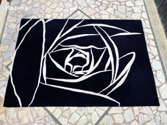 РАЗПРОДАЖБА - 40€.Модерен  Черен  Абстрактен Килим HAMPTON - Цветя - Роза , снимка 7 - Килими - 51431902