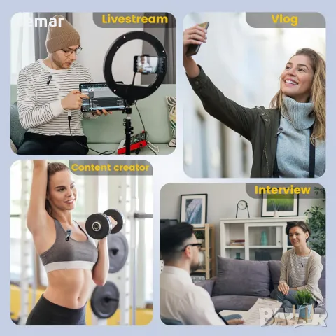 YEJATA Безжичен микрофон с цифров дисплей за батерията - 2 броя USB-C мини микрофон, снимка 7 - Микрофони - 50420077