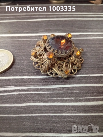 Стара позлатена брошка , снимка 3 - Други - 53971196
