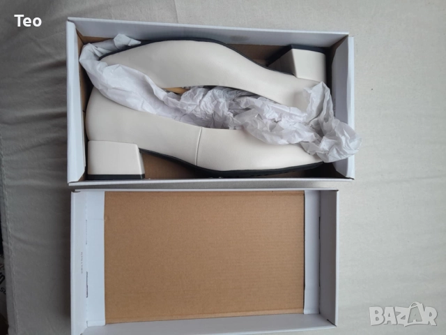 Бели обувки Marco Tozzi, немски, размер 37, кожени, с малък ток, елегантни, снимка 9 - Дамски ежедневни обувки - 52898342