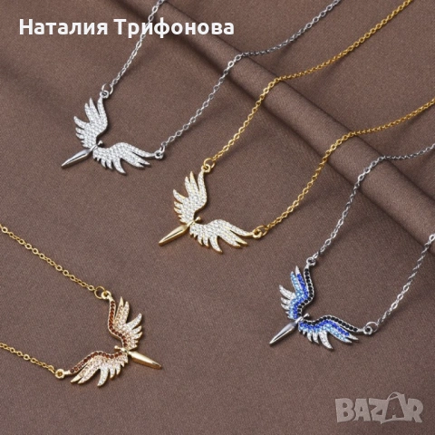 Нежно дамско колие с висулка феникс с камъни, снимка 6 - Колиета, медальони, синджири - 53880542