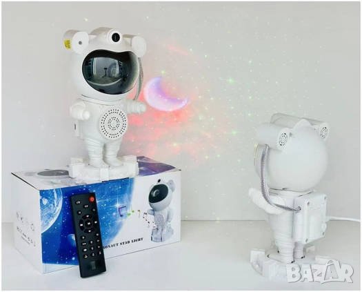 Астронавт нощна лампа проектор звезди - блутут колонка голям размер, снимка 8 - Детски нощни лампи - 44402960