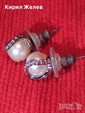 СТАРИ СРЕБРИСТИ ПЕРЛЕНИ РЕТРО ОБЕЦИ с ЦИРКОНИ 20524