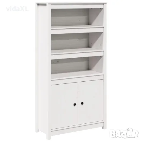 vidaXL Висок шкаф, бял, 80x35x154 см, борово дърво масив