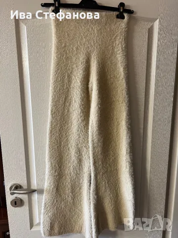 Нов вискоза висока талия топъл мек гушкав  рошав еластичен бежов nude camel панталон, снимка 4 - Панталони - 47791717