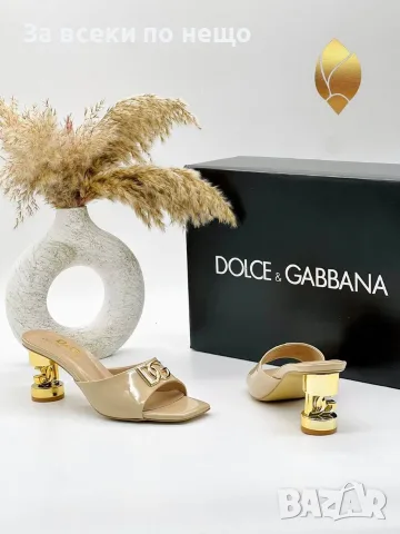 Dolce&Gabbana Дамски Чехли С Метален Дебел Ток Долче И Габана - Различни Цветове Код SEM-541, снимка 3 - Чехли - 55874505