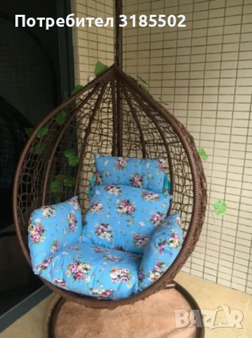 Градинска люлка от PVC ратан с метална конструкция, снимка 4 - Градински мебели, декорация  - 50813632