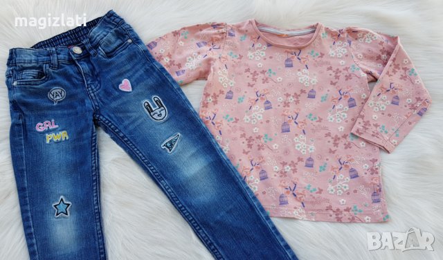 Дънки и блуза за момиче 4-5 години, снимка 9 - Детски панталони и дънки - 34085123