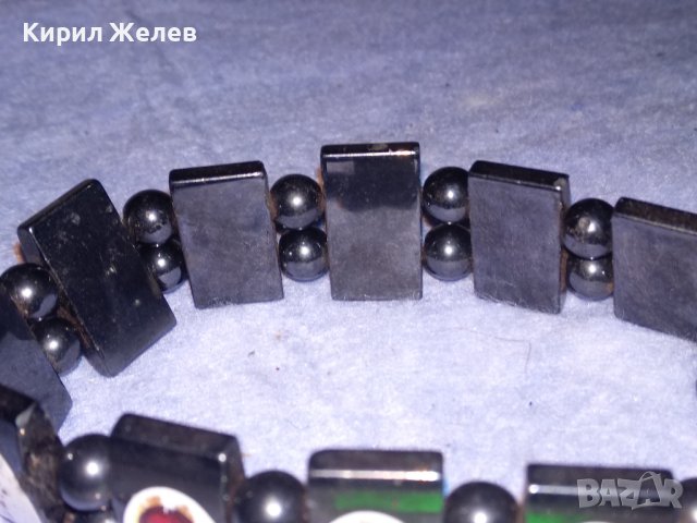 СТАРА ГРИВНА от ШЛИФОВАНИ КАМЪЧЕТА МАГНЕТИТ с ИКОНКИ РАЗТЕГЛИВА на ЛАСТИК ХЕНД МЕЙД БИЖУ 37093, снимка 10 - Гривни - 40415137