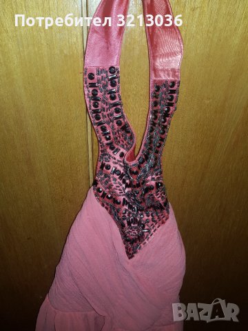 Официална дамска рокля цвят корал, нова марка Little Mistress London,размер uk 10,EU 38, снимка 4 - Рокли - 39392531