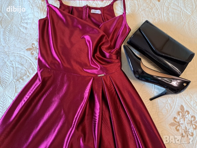 Рокля в бордо/обувки/чанта, снимка 3 - Рокли - 52919555
