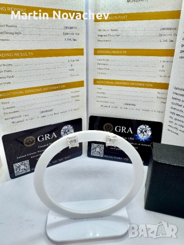 Сребърни обеци с мойсанит (Диамант) 1 карат, снимка 2 - Обеци - 53172550