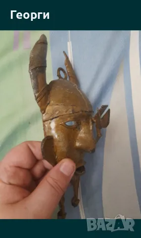 Бронзова маска-3, снимка 2 - Антикварни и старинни предмети - 50109546