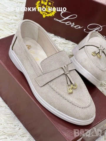 Loro Piana Дамски Велурени Бежови Ежедневни Обувки Лоро Пиана Код E1291, снимка 2 - Дамски ежедневни обувки - 54130161