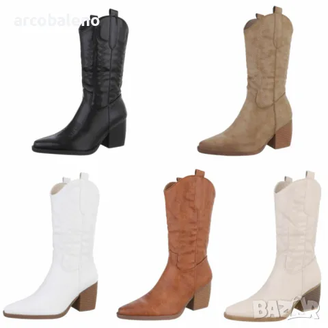 Дамски уестърн и байкърски ботуши, 5цвята 