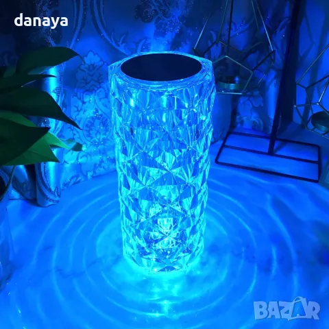 5426 Кристална нощна лампа USB зареждане, тъч управление, 16 см, снимка 9 - Настолни лампи - 47810354