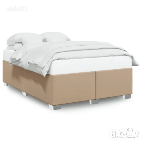 vidaXL Рамка за легло, капучино, 160x200 см, изкуствена кожа