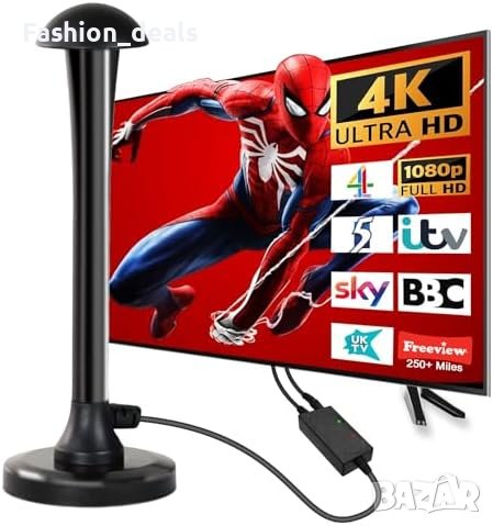 Нова Вътрешна TV Антена FADISH: 4K, 1080P, Smart IC Технология