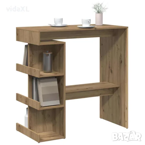vidaXL Бар маса с рафтове, дъб артизан, 100x48x101,5 см, снимка 3 - Маси - 56148189