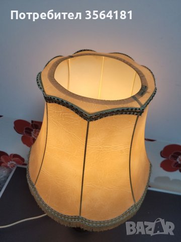  НАМАЛЕНА Настолна лампа с шапка от естествена кожа , снимка 10 - Настолни лампи - 39355658