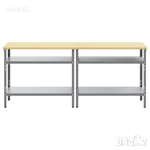 vidaXL Комплект работна маса 2 бр. Бежово и сиво, снимка 5 - Работни маси и бюра - 56146974