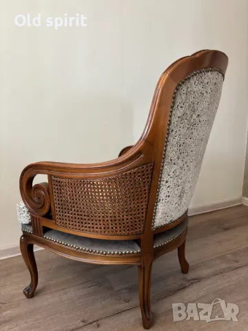Антикварно кресло с ратан и извити подлакътници, снимка 16 - Антикварни и старинни предмети - 49784474