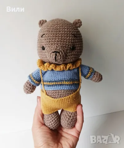 Мече с блузка и панталонки, плетени играчки, играчка ръчна изработка, плетено мече , снимка 2 - Други - 47581008