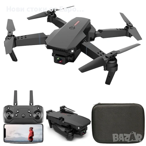 Дрон Fusion E88, dual Cam 4k, Wifi, 3х батерии, снимка 2 - Дронове и аксесоари - 54012182