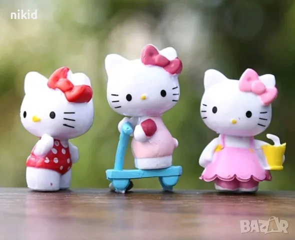 6 бр малки Hello Kitty Коте Кити Пластмасови PVC сет фигурки играчки за торта украса играчка фигурка, снимка 2 - Фигурки - 48761153