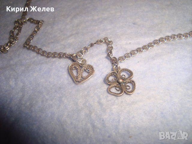 СРЕБЪРЕН РЕТРО ЛАНЕЦ СРЕБРО 925 РЯДКА ПЛЕТКА с 2 ФИЛИГРАННИ СРЕБЪРНИ СТАРИННИ ВИСУЛКИ 28770, снимка 8 - Антикварни и старинни предмети - 37277574