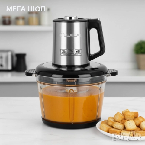 Електрически чопър Lexical LCH-1970 с неръждаем корпус и стъклена купа, снимка 3 - Чопъри и пасатори - 52890247