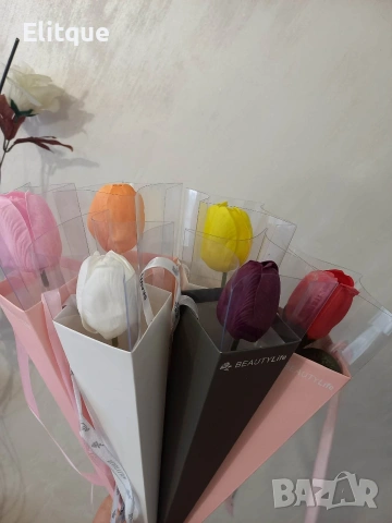 ръчно изработени лалета , снимка 6 - Изкуствени цветя - 53194012