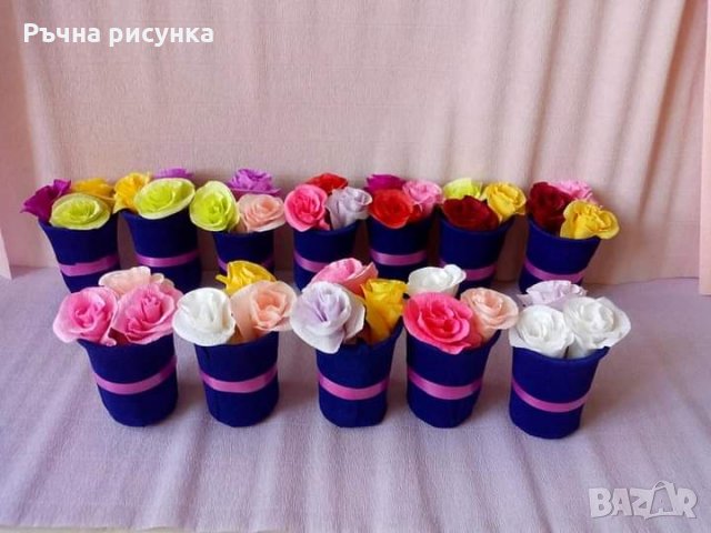 Вазичка с букетче три рози за 2лв, снимка 6 - Декорация за дома - 31598543