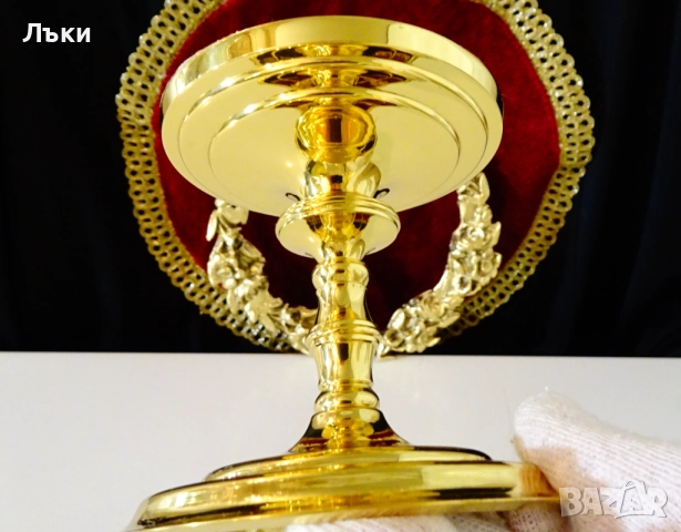 Позлатен бронзов свещник PartyLite модел Falmouth. , снимка 4 - Антикварни и старинни предмети - 52938962