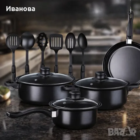 Комплект съдове за готвене от 13 части,незалепващо покритие