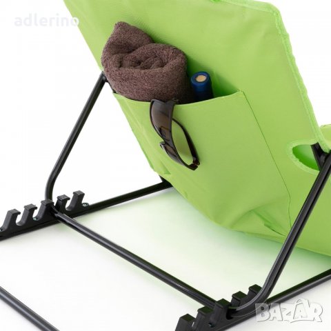 Плажна подложка, градинска подложка, подплатена, сгъваема, регулируема облегалка, зелена, снимка 5 - Градински мебели, декорация  - 34389861