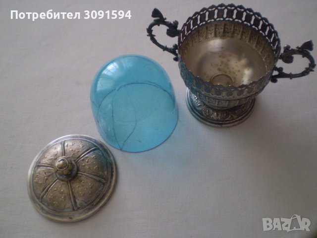 Стара захарница бонбониера  ВМФ Уникат с оригиналното стъкло  wmf, снимка 7 - Антикварни и старинни предмети - 37460864