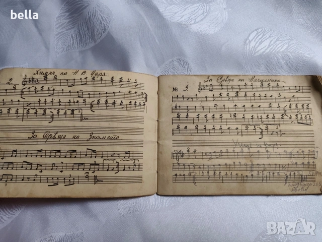 Автентична ръкописна нотна тетрадка от епохата на Царство България., снимка 4 - Антикварни и старинни предмети - 54189751
