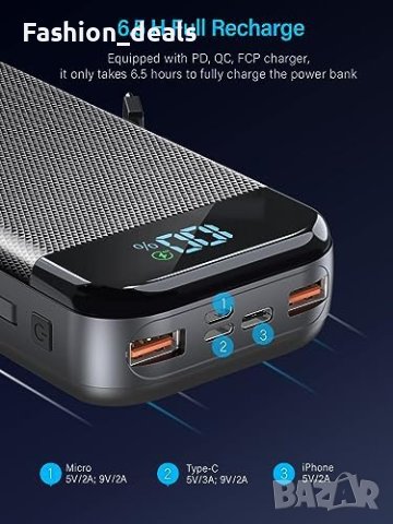 Ново Преносимо зарядно устройство Power Bank 32000mAh с LED дисплей, снимка 3 - Друга електроника - 42443549