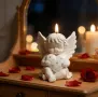 3D Ангел гушнал сърце силиконов молд форма гипс смла свещ гипс декор украса, снимка 4