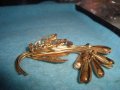 СТАРА АРТ НУВО ЗЛАТИСТА ЛАКИРАНА ФЛОРАЛНА ВИНТИДЖ РЕТРО БРОШКА 26924, снимка 5