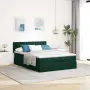 vidaXL Османско легло с матрак Тъмнозелено 140x200cm кадифе, снимка 3